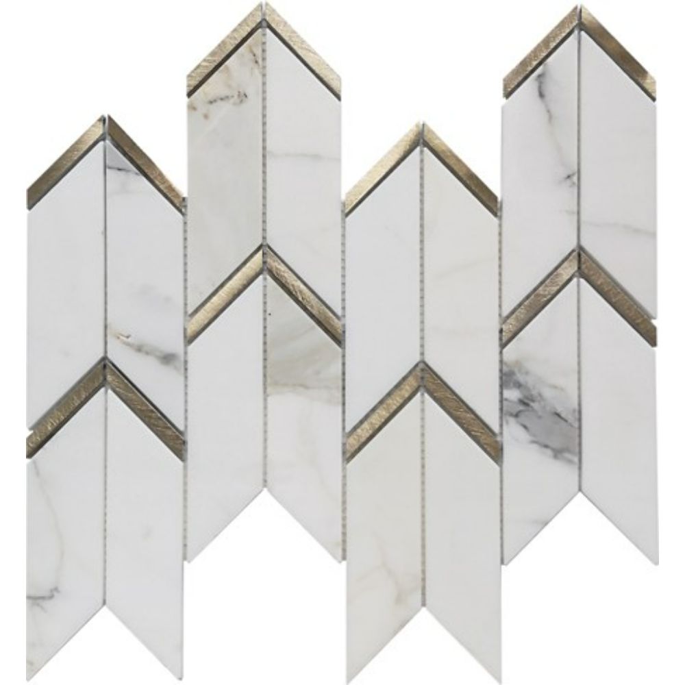 Belluno Designs ARR-GCALP Harper 2" x 4.5" Calacatta Gold Arrow Polished Mosaic Wall Tile 